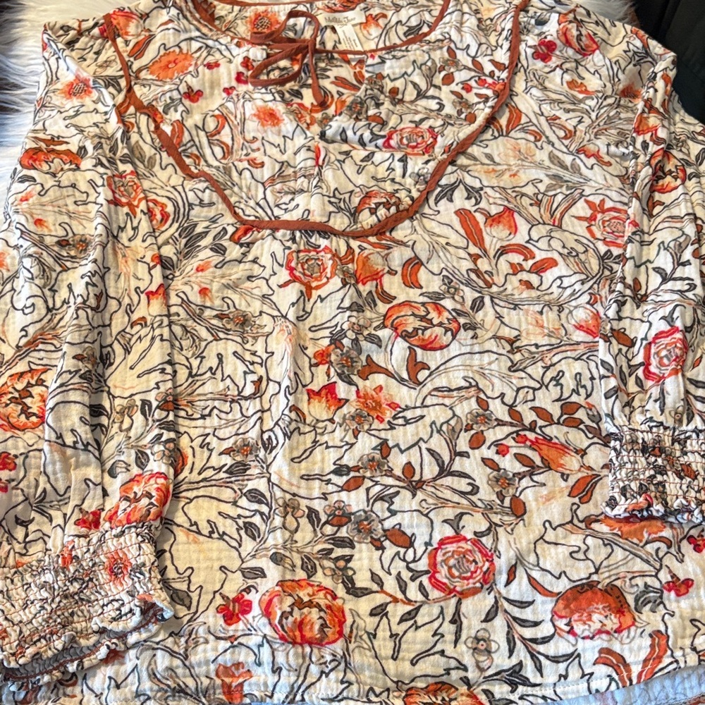 Matilda Jane Orange and Cream Floral Blouse